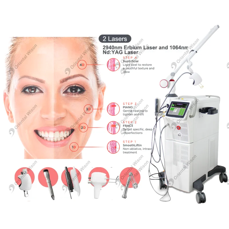 4d 2940nm erbium laser 1064nm nd yag laser 4d ikääntymisen estäminen kauneuskone